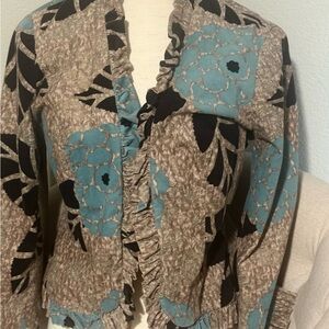 Anthropologie Odille Cotton Blazer cropped ruffled woman’s size 12